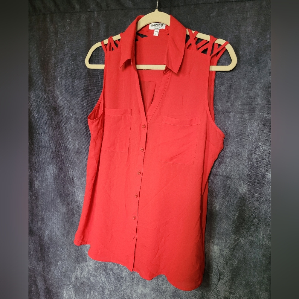 ✨️3/$25✨️ Express Red Sleeveless Blouse With Strappy Shoulders